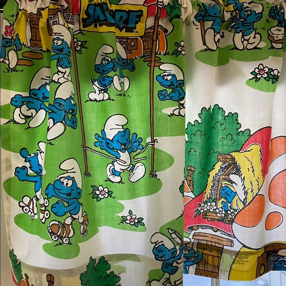 VTG Smurf Bedsheet Café Curtains